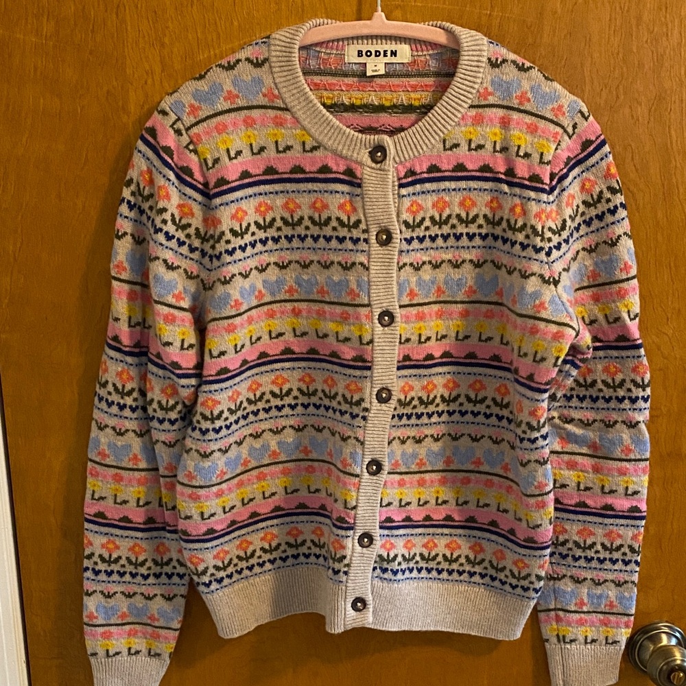 Boden Floral/Heart Fair Isle Women's Cardigan